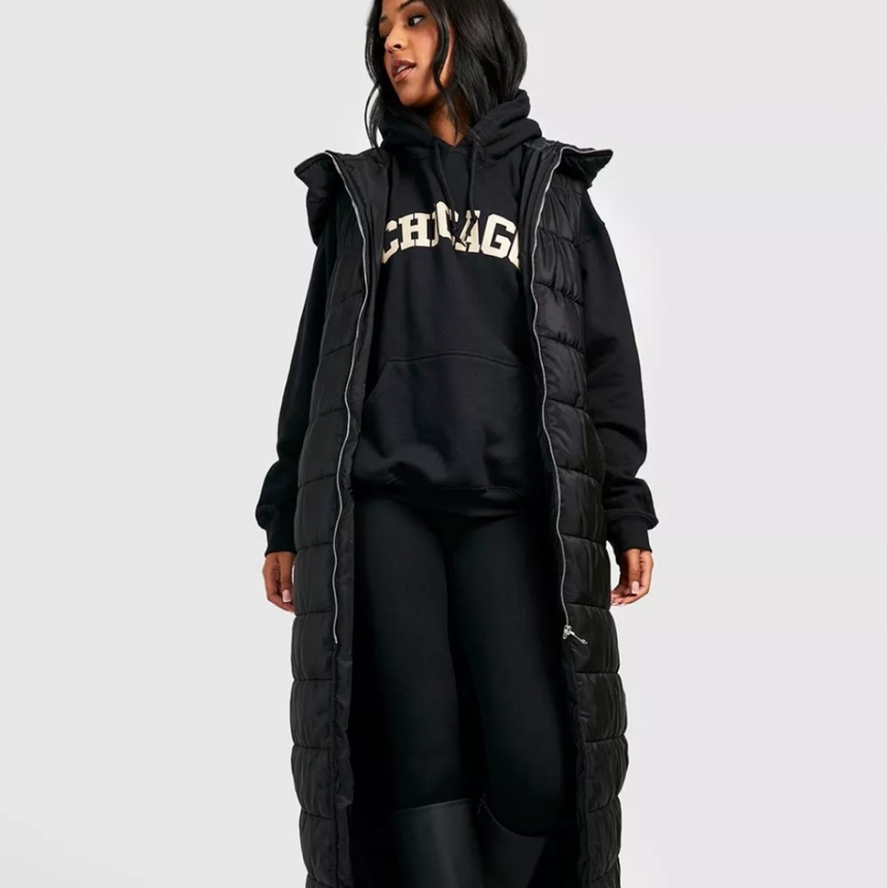 TALL HOODED MAXI PUFFER VEST